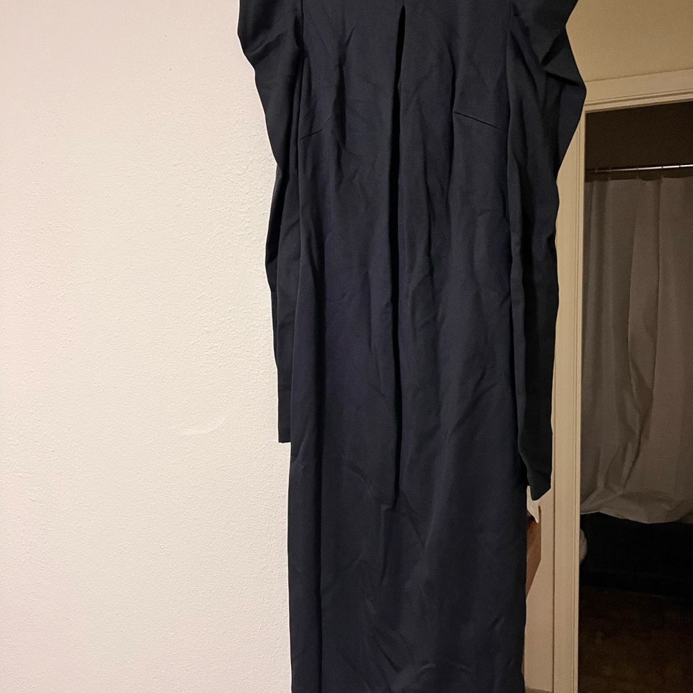 Bebe Black Women's long puff shoulder dress